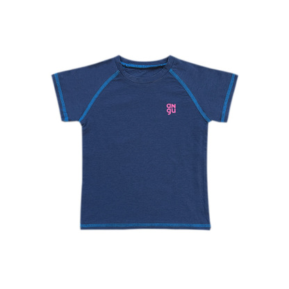 兒童撞色字母短袖T恤明顯設計