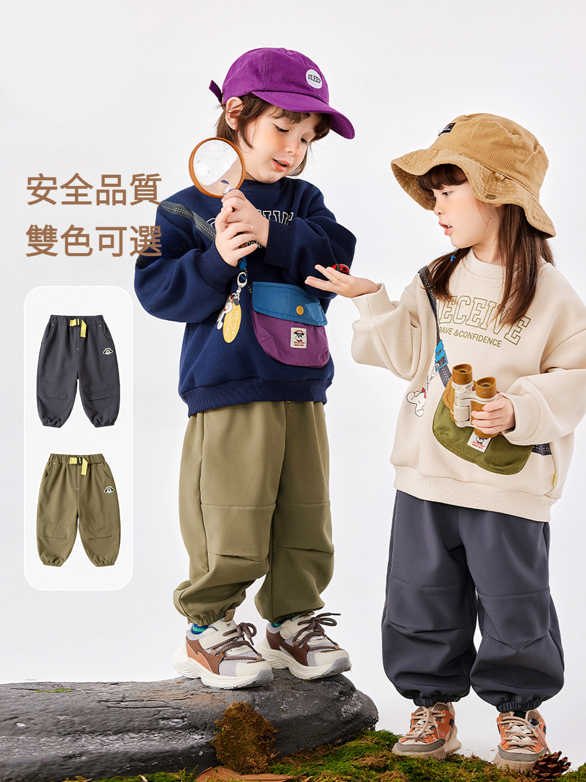 杜邦三防兒童工裝褲秋冬加絨