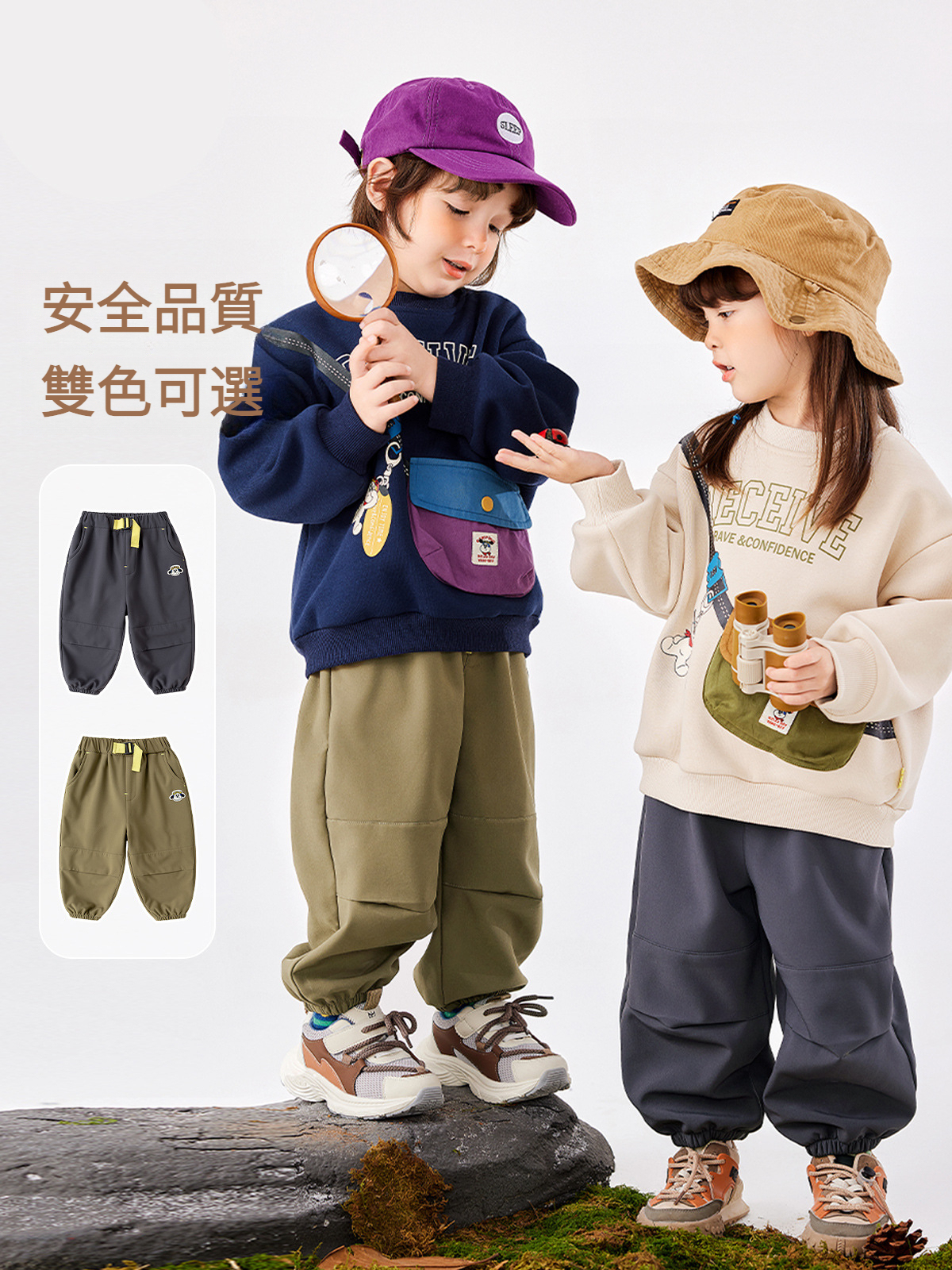 杜邦三防兒童工裝褲秋冬加絨