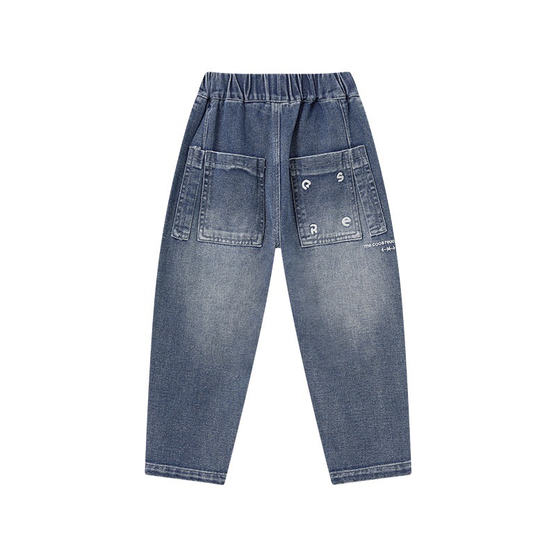 南通大口袋春秋款字母牛仔褲