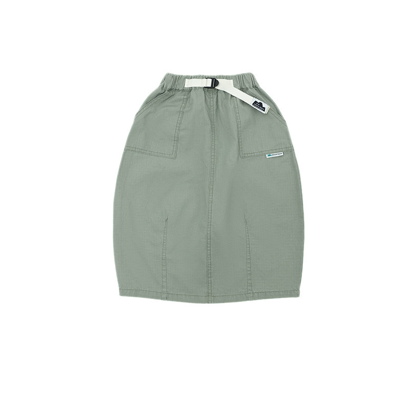 女童春季中長款純色寬鬆休閑工裝半身裙