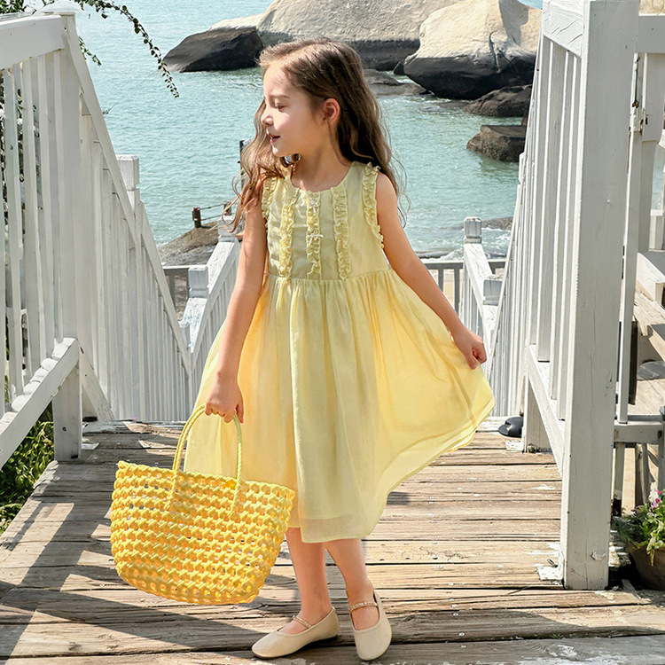 女童清新文藝天絲連衣裙