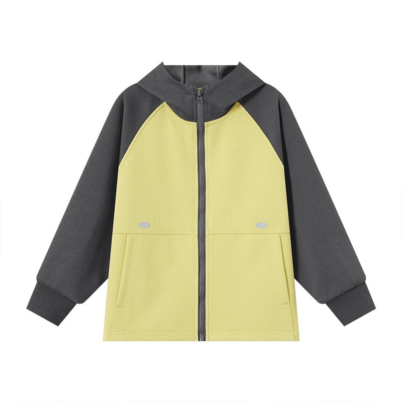 男童春款中大童拼色印花寬鬆連帽外套