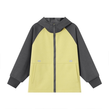 男童春款中大童拼色印花寬鬆連帽外套