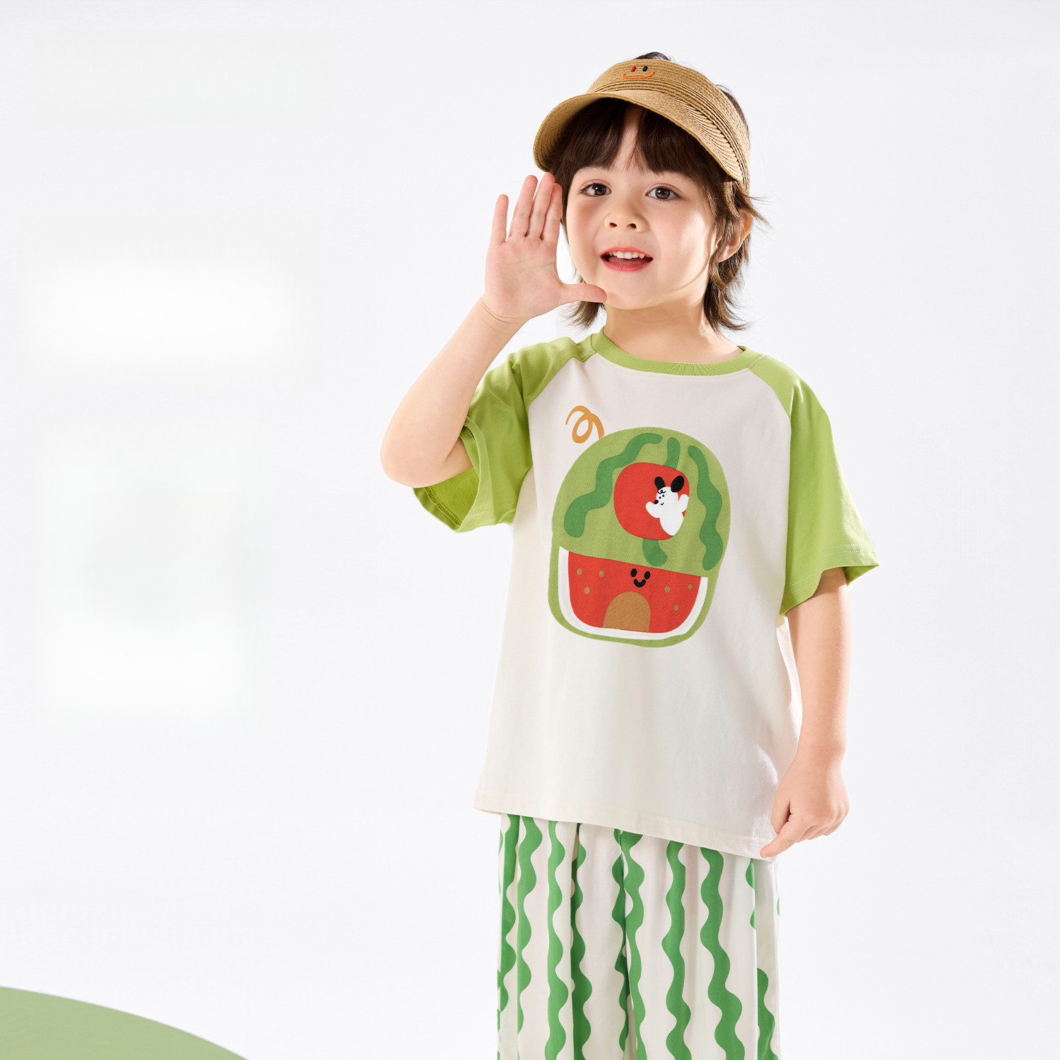 兒童清爽童趣短袖長褲套裝