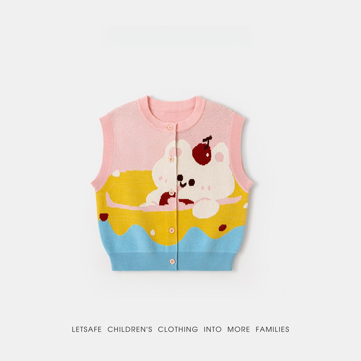 春季兒童萌熊針織馬甲