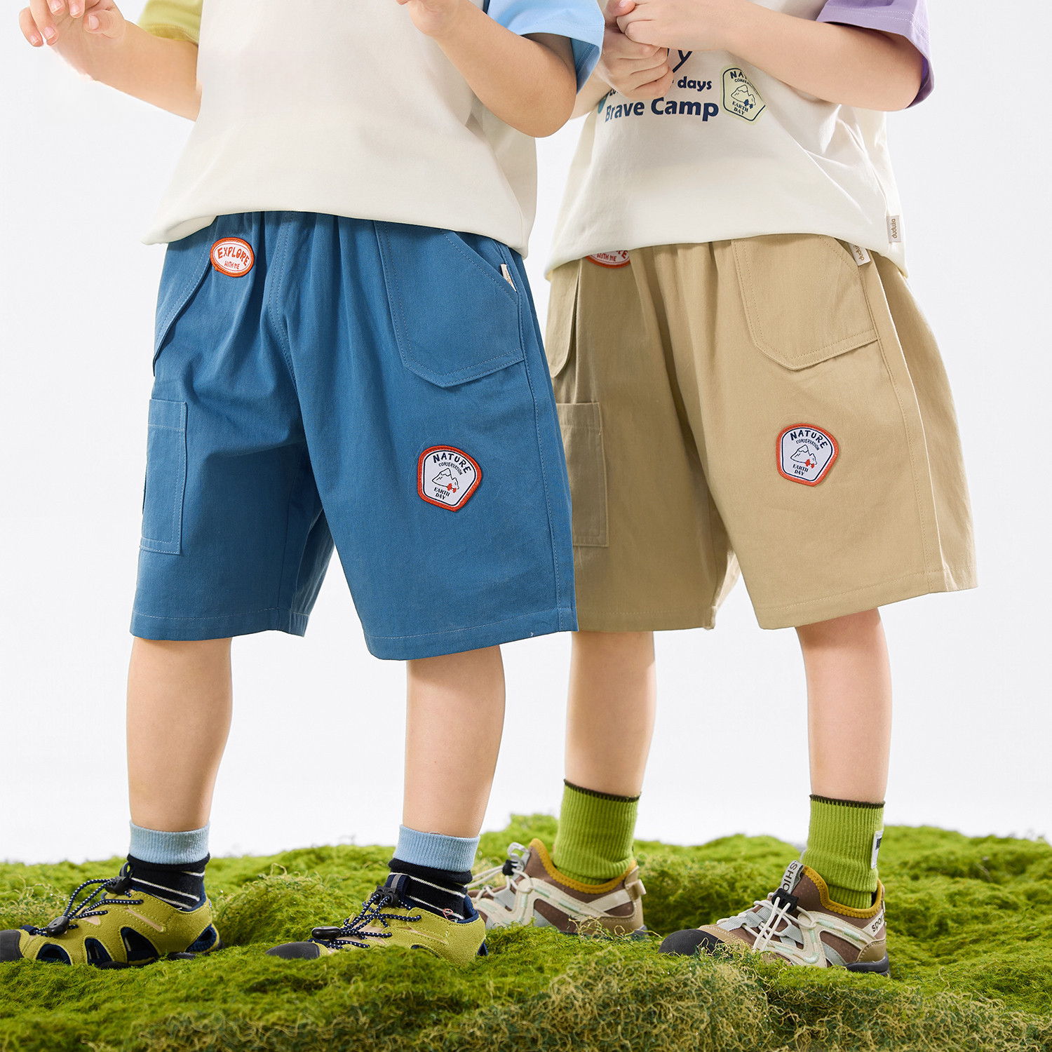【100%纯棉】兒童戶外工裝短褲