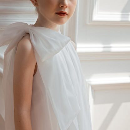 兒童時尚吊帶圓領蓬蓬裙