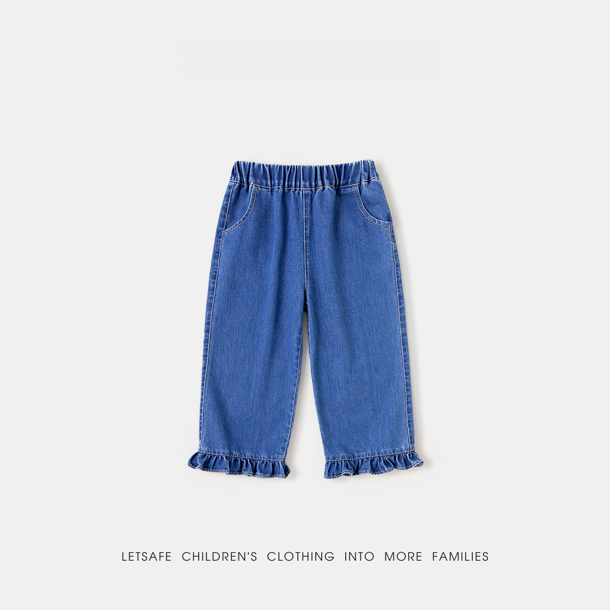 春季女童直筒牛仔褲