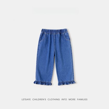 春季女童直筒牛仔褲
