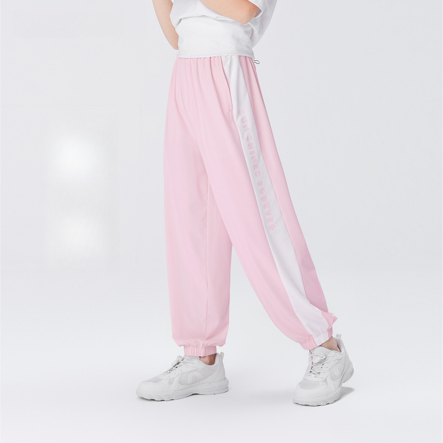 女童夏季撞色字母印花束腳褲