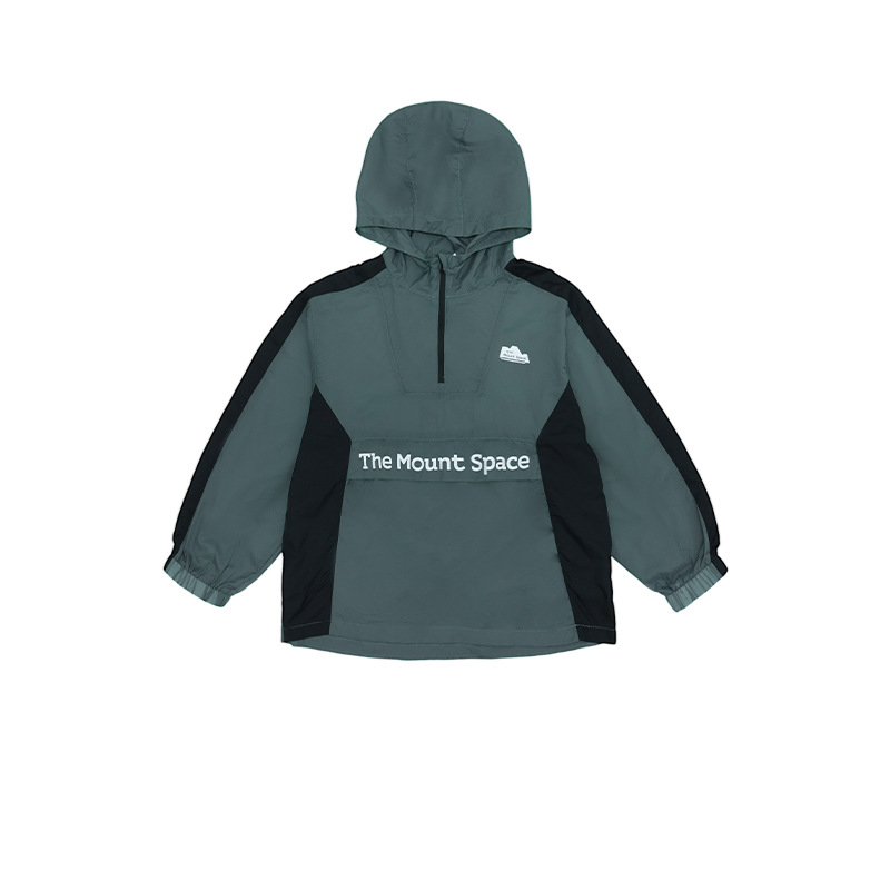 兒童春季戶外速乾半拉鏈套頭防風軟殼衝鋒衣