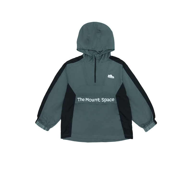 兒童春季戶外速乾半拉鏈套頭防風軟殼衝鋒衣