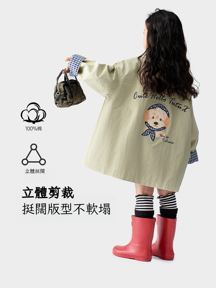 春季女童斜紋英倫風風衣