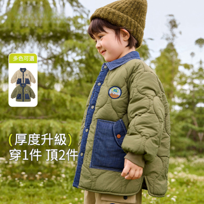 兒童秋冬加厚牛仔拼接棉襖
