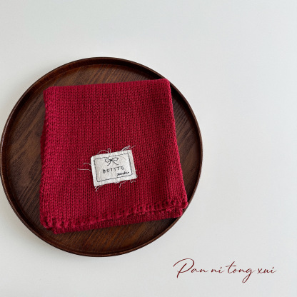 兒童純色秋冬保暖針織毛線圍脖