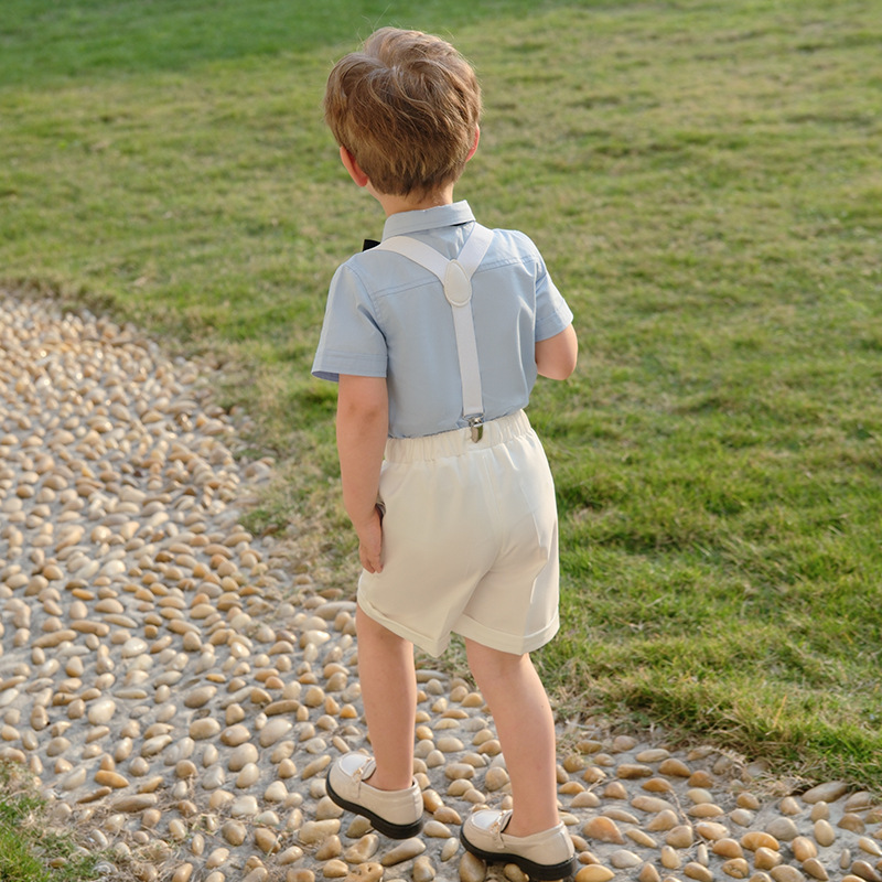 兒童春夏襯衫背帶褲套裝