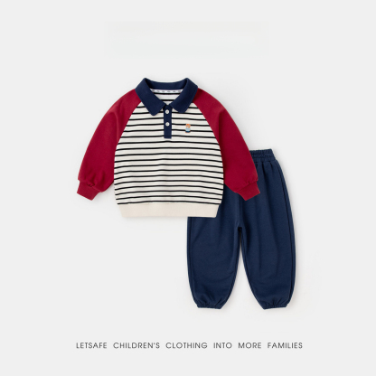 春季兒童polo領衛衣休閒褲套裝