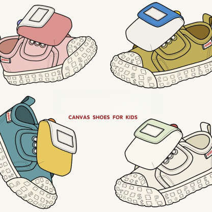 兒童春秋夏耐磨麵包帆布鞋