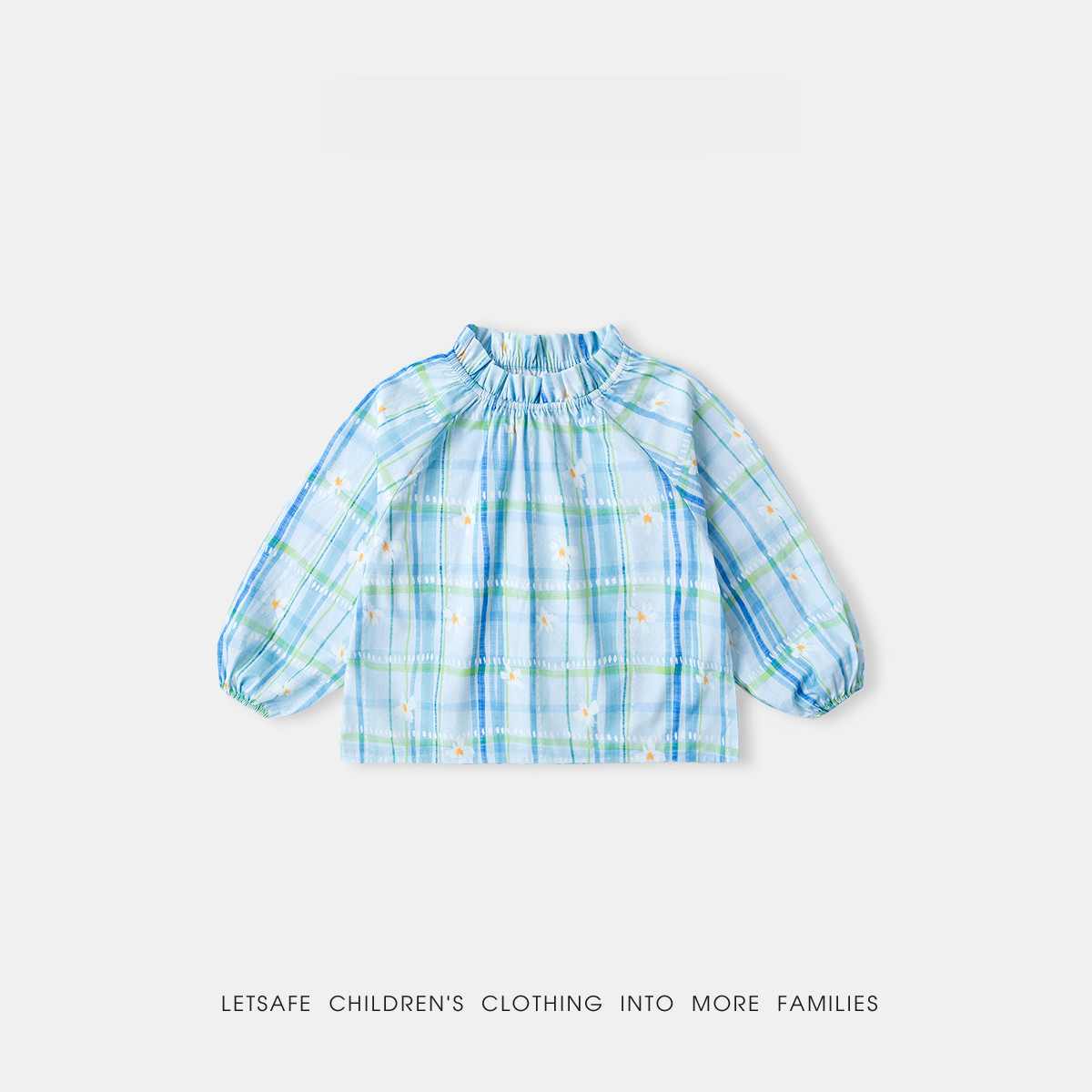 春季女童純棉格子襯衫