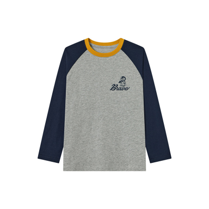 春秋潮範美式撞色長袖T恤