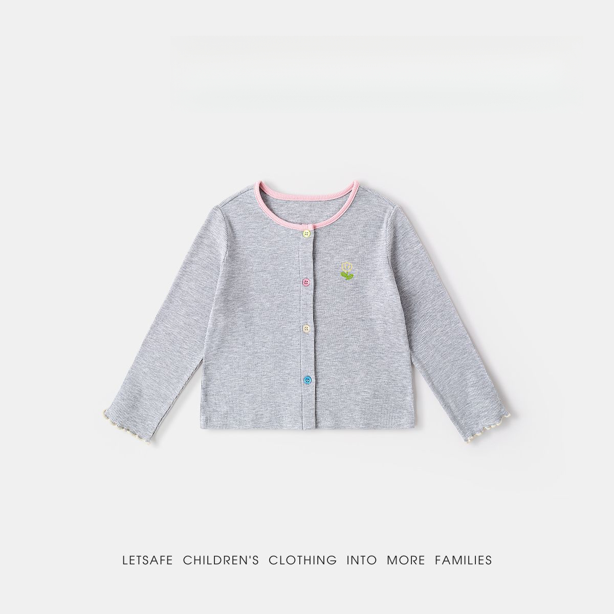 春季女童清新小花針織衫外套