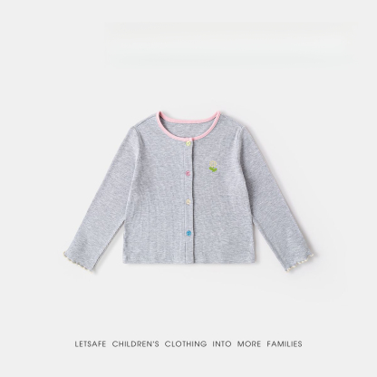 春季女童清新小花針織衫外套