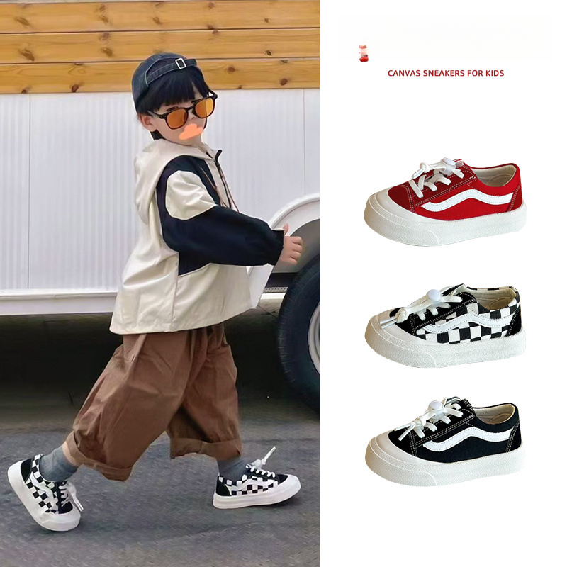 兒童韓版厚底低幫板鞋帆布鞋