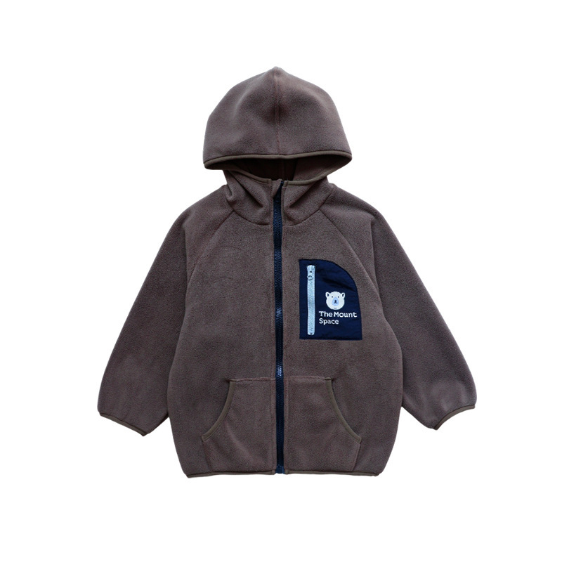 兒童雙面奧粒絨立領拉鏈開衫保暖外套