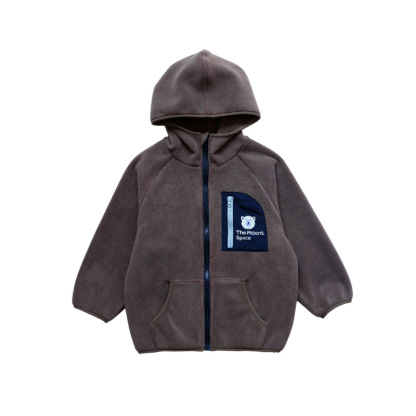 兒童雙面奧粒絨立領拉鏈開衫保暖外套