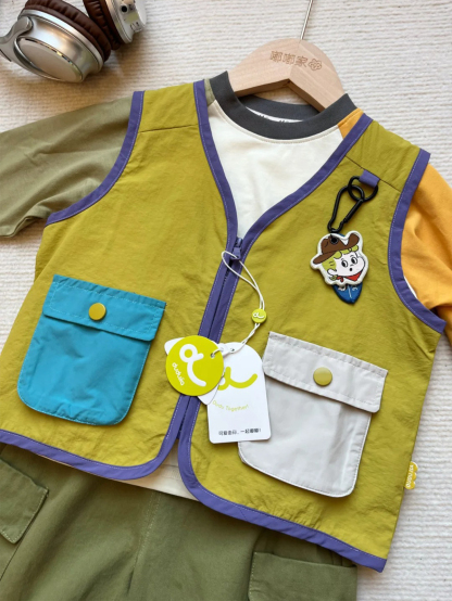 兒童工裝馬甲春季套裝