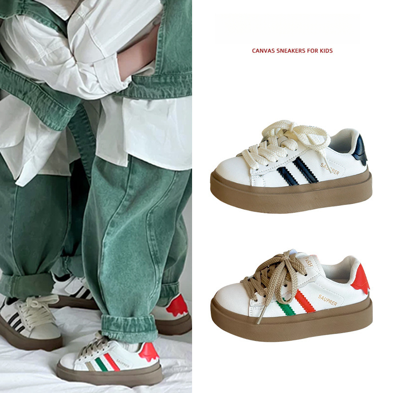 韓版兒童春秋低幫白色運動鞋