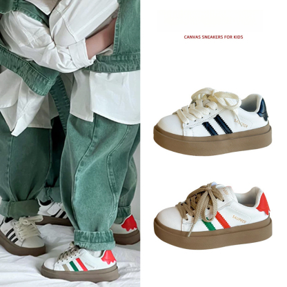 韓版兒童春秋低幫白色運動鞋