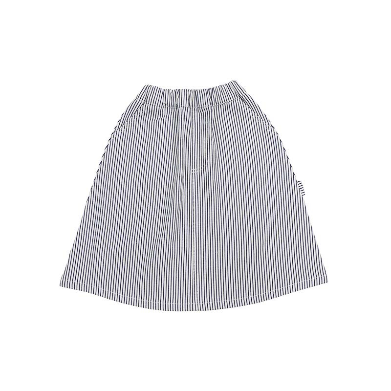 女中大童復古條紋百搭牛仔裙親子裝