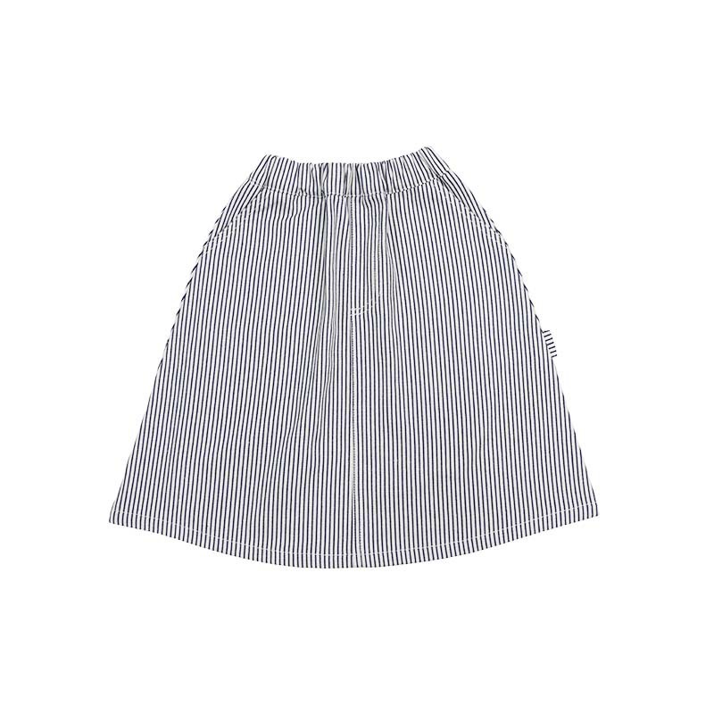 女中大童復古條紋百搭牛仔裙親子裝