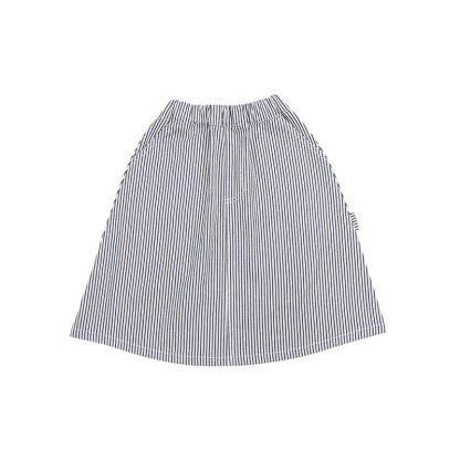 女中大童復古條紋百搭牛仔裙親子裝