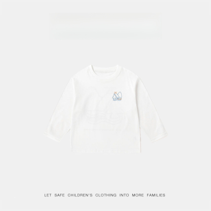 春季兒童彩繪小山長袖上衣