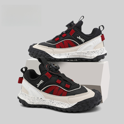 兒童春秋紐扣防滑登山跑步鞋