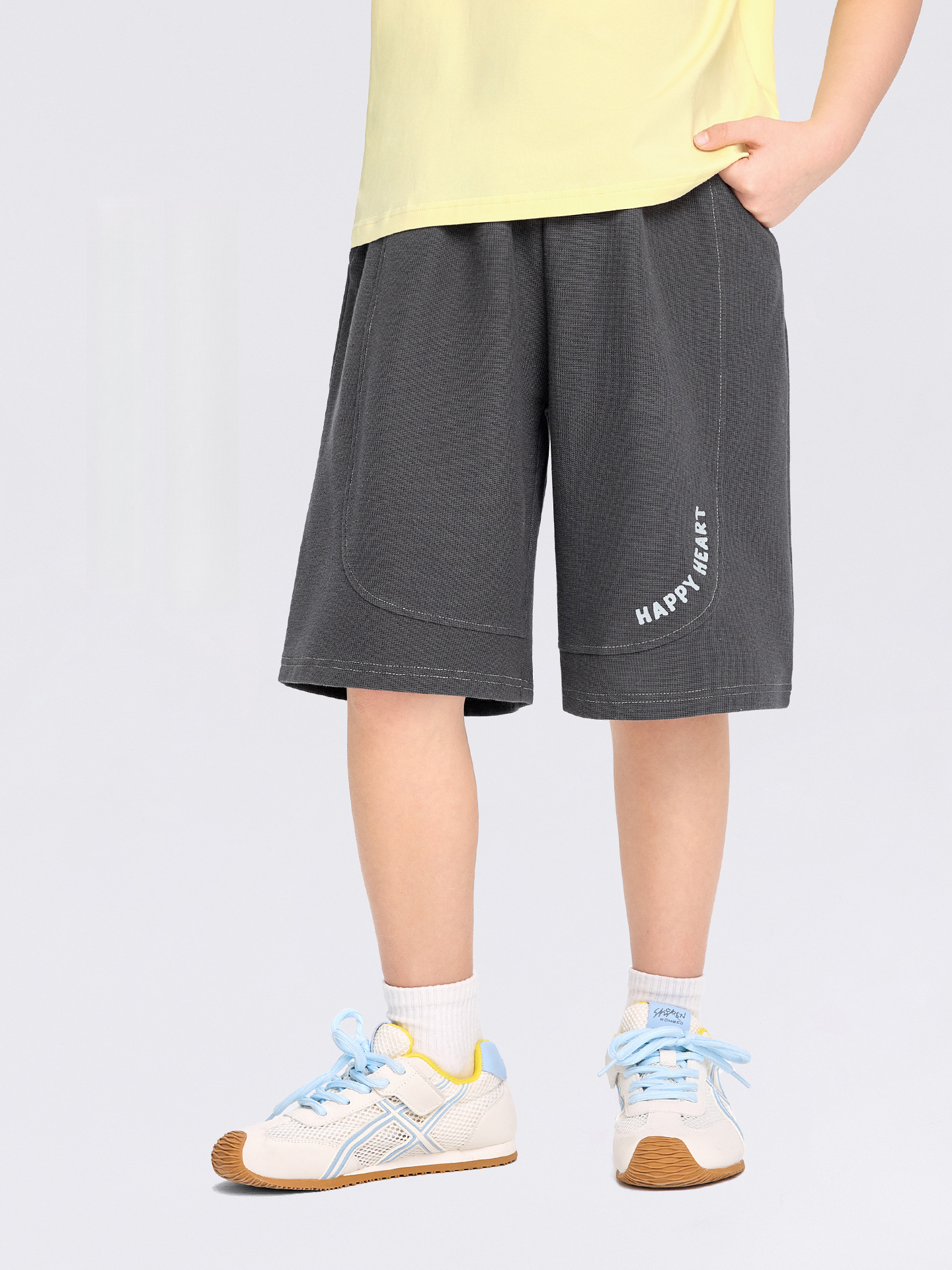 男童夏季華夫格薄款五分褲