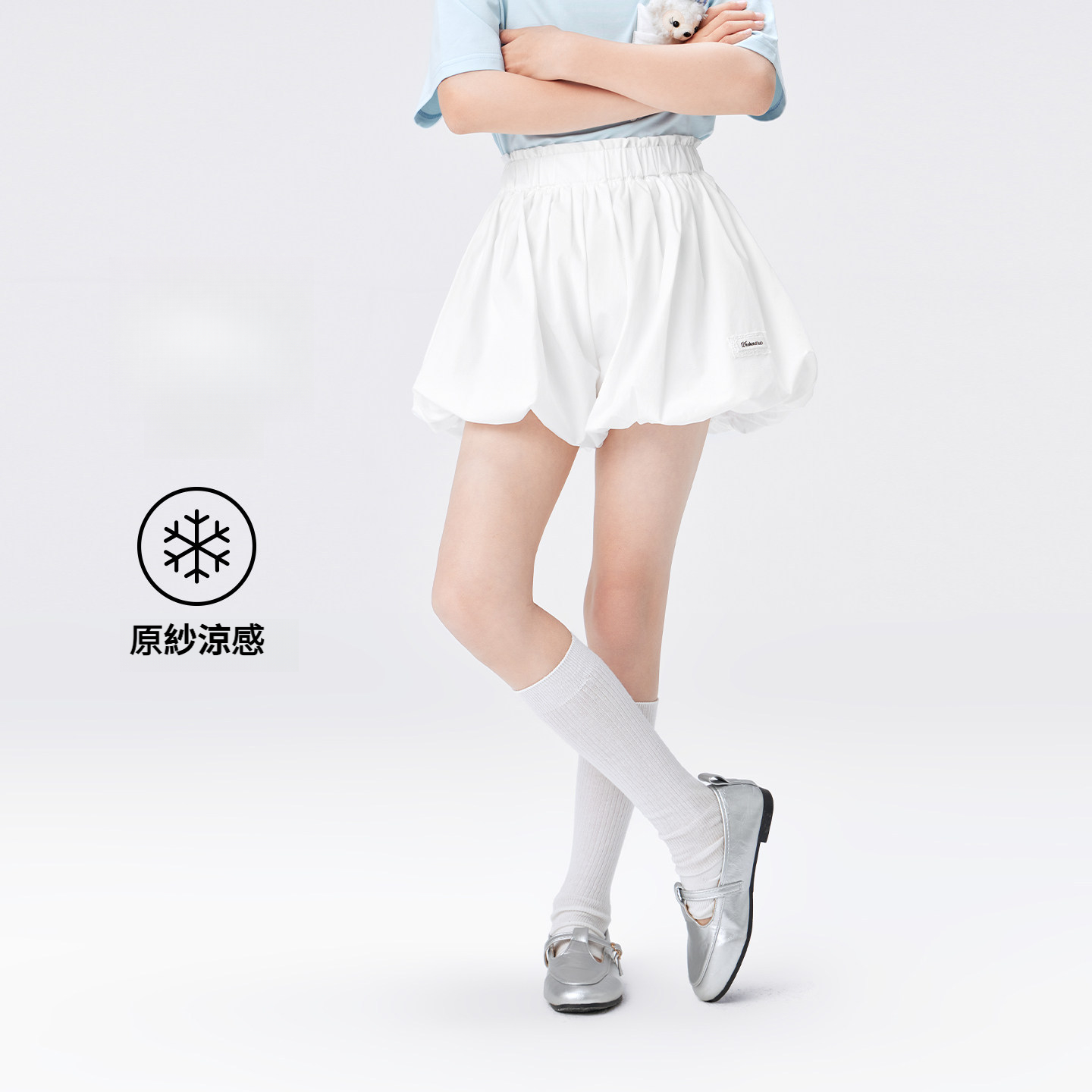 女童條紋polo領針織涼感冰絲短袖t恤