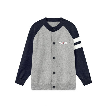 男童春秋款撞色小狗刺繡開衫