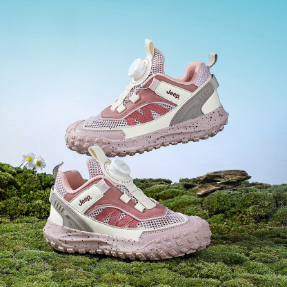兒童春秋紐扣防滑登山跑步鞋