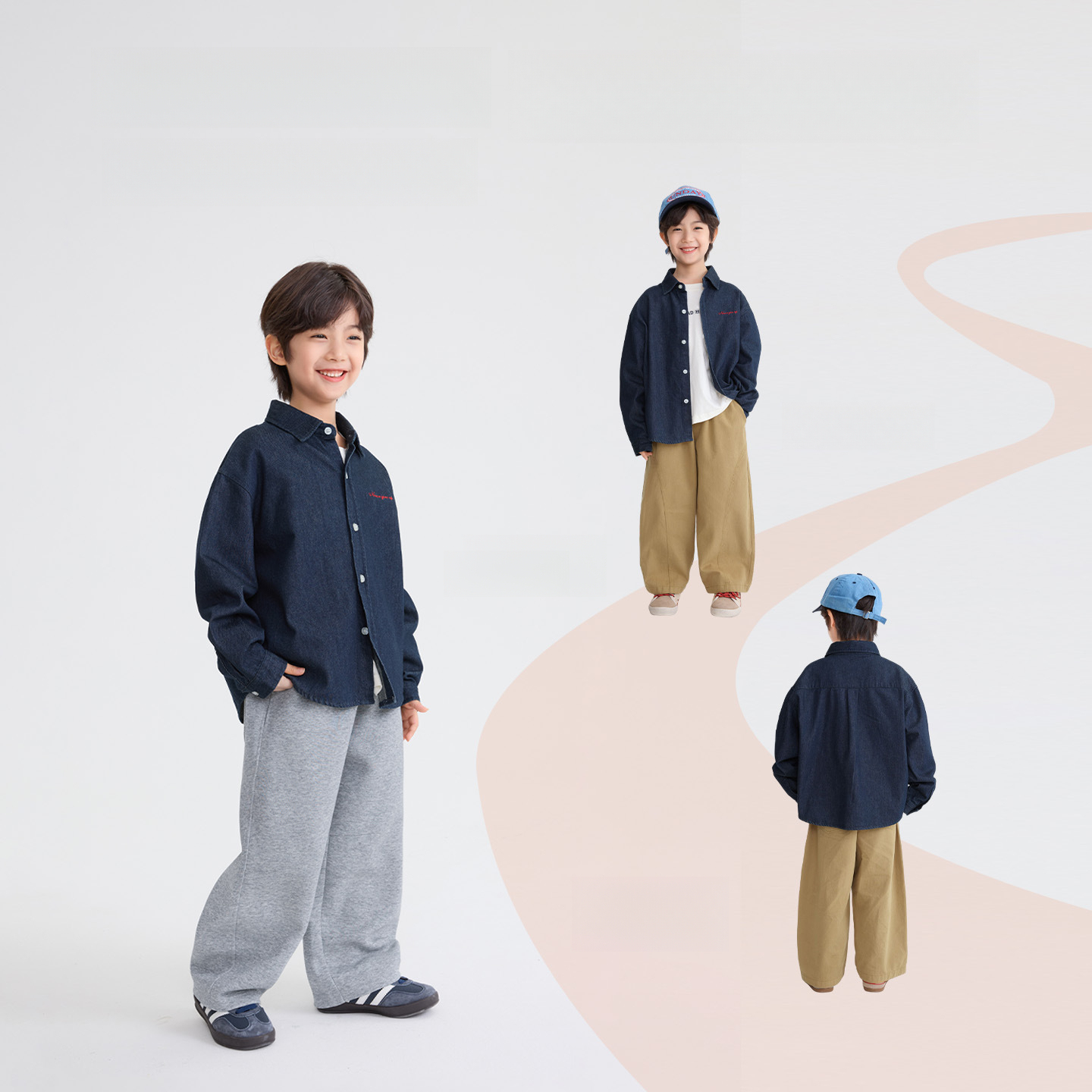 男童春秋韓版時髦牛仔純棉襯衫