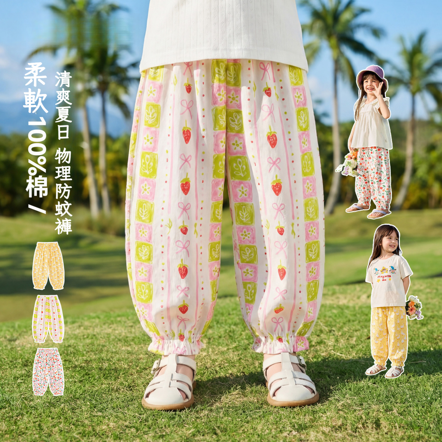 女童純棉物理輕薄防蚊褲