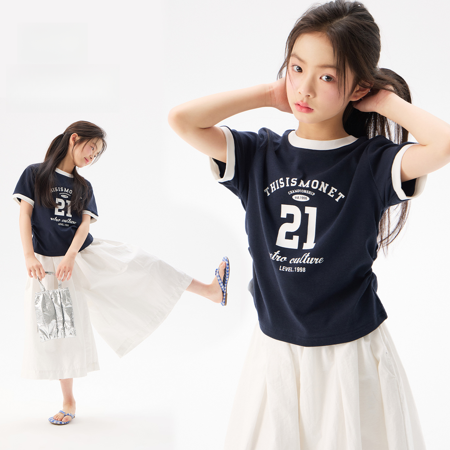 女童夏季字母印花短袖T恤