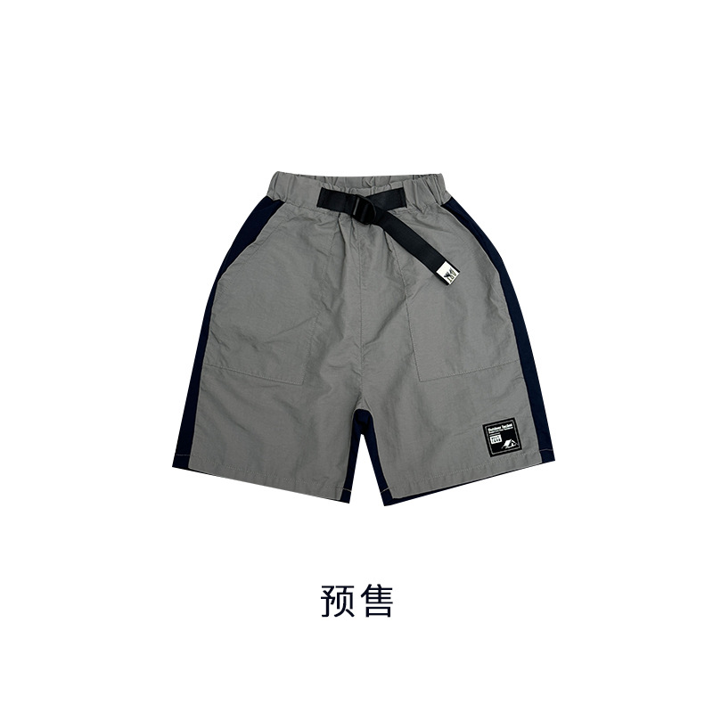 撞色寬鬆速乾五分褲