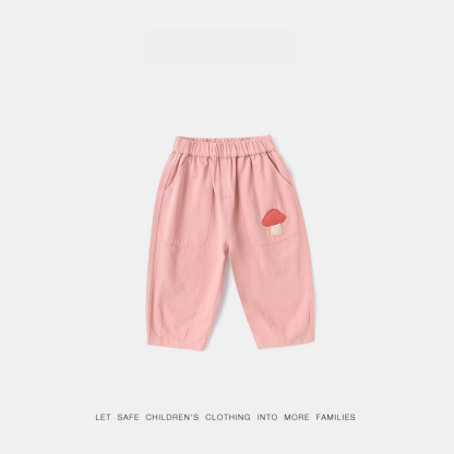 100%全棉兒童秋季簡約童趣休閒褲