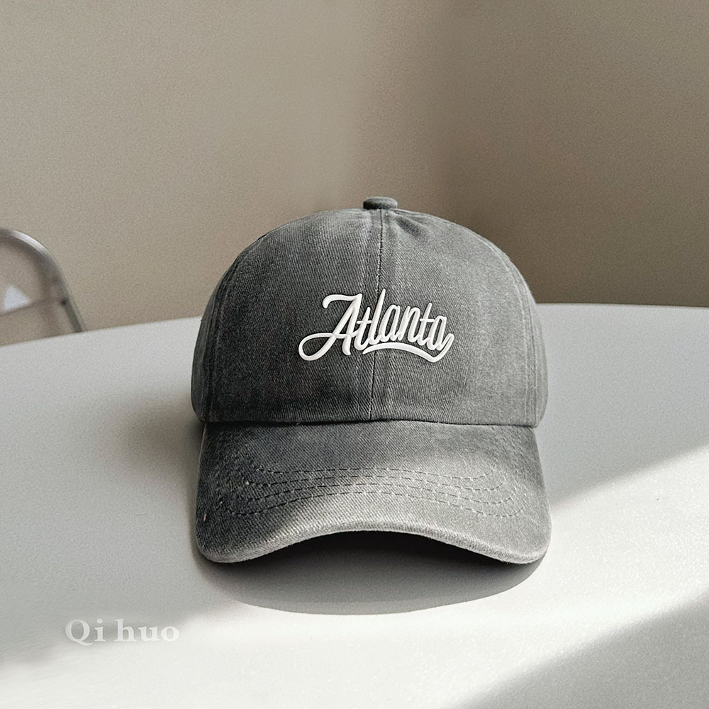 兒童字母水洗做舊鴨舌帽