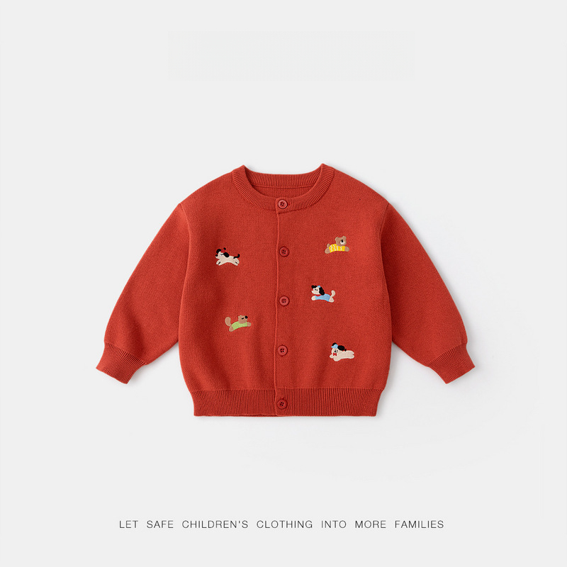 春秋100%全棉兒童毛衣開衫