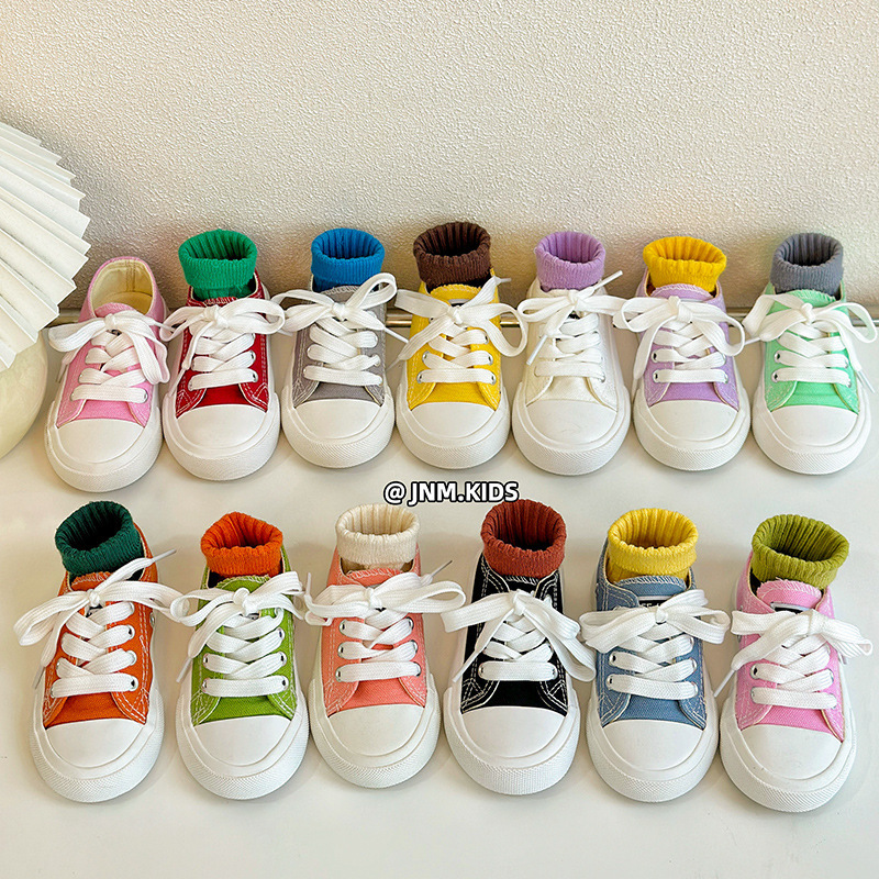 韓版糖果色兒童春秋帆布鞋